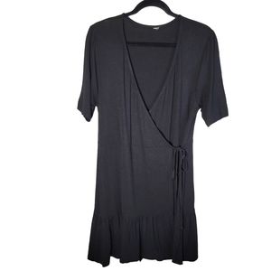 ASOS black jersey knit wrap dress Size 14